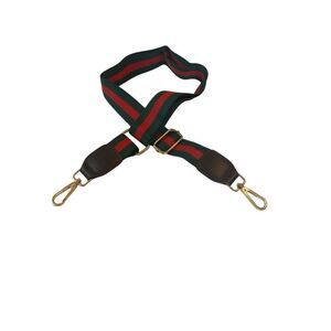 COPY - Red and green  brown  leather bag strap